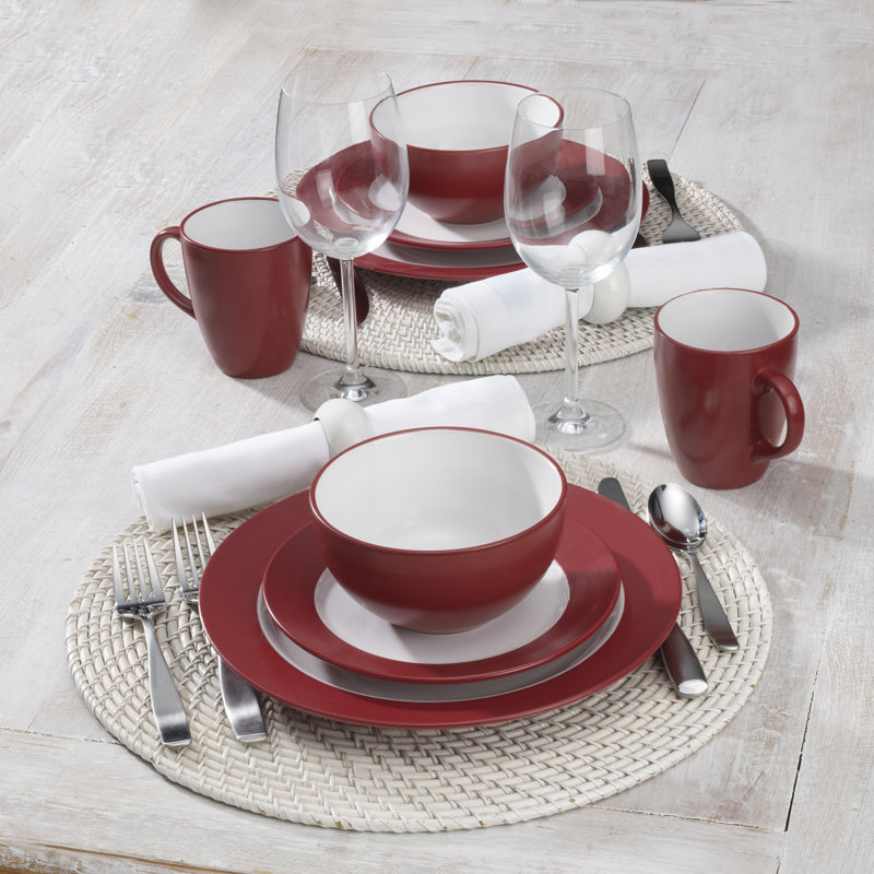 Service de table en grès 16 pièces Harmony, service pour 4, Rouge