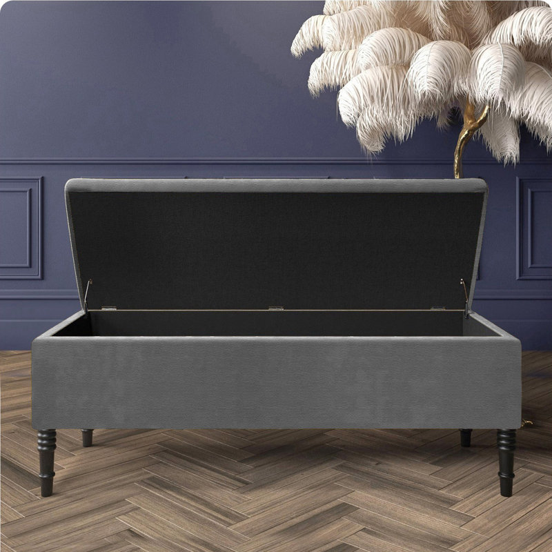 Paris Plain Naples Ottoman Storage Bench, Upholstered End of Bed Bench with Legs, Rectangle Coffee Table with Storage, Window Seat Ottoman Footstool for Bedroom, Hallway, Living Room