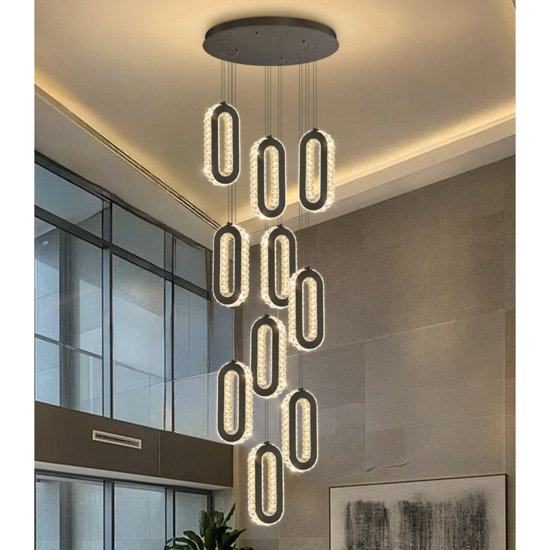 Lustre moderne à DEL, 10 lumières, Noir