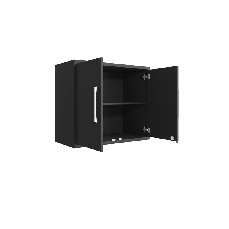 Aseem Single Storage Cabinet ( 25.59'' H x 28.35'' W x 14.96'' D), Black Matte