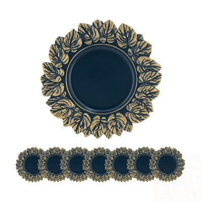 8 Pack Decorative Plate with Leaf-shaped edge design