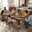 Table de salle à manger extensible 106,5 po pour petits espaces, finition grain de bois avec lignes épurées, pouvant accueillir jusqu'à 10 personnes