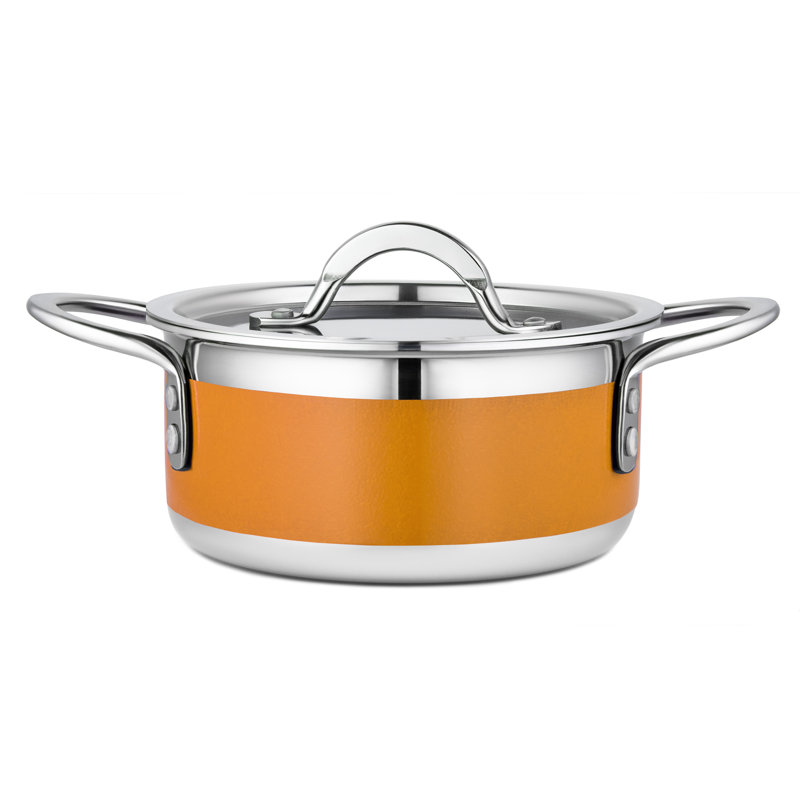 Marmite en acier inoxydable avec couvercle Bon Chef, 0,69 pte, Orange