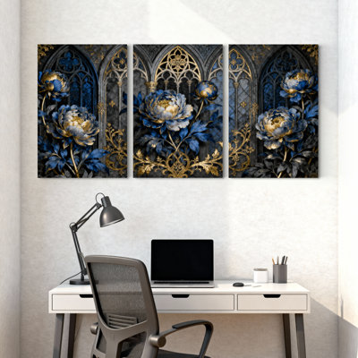 Plantes et fleurs, ensemble de 3 impressions sur toile