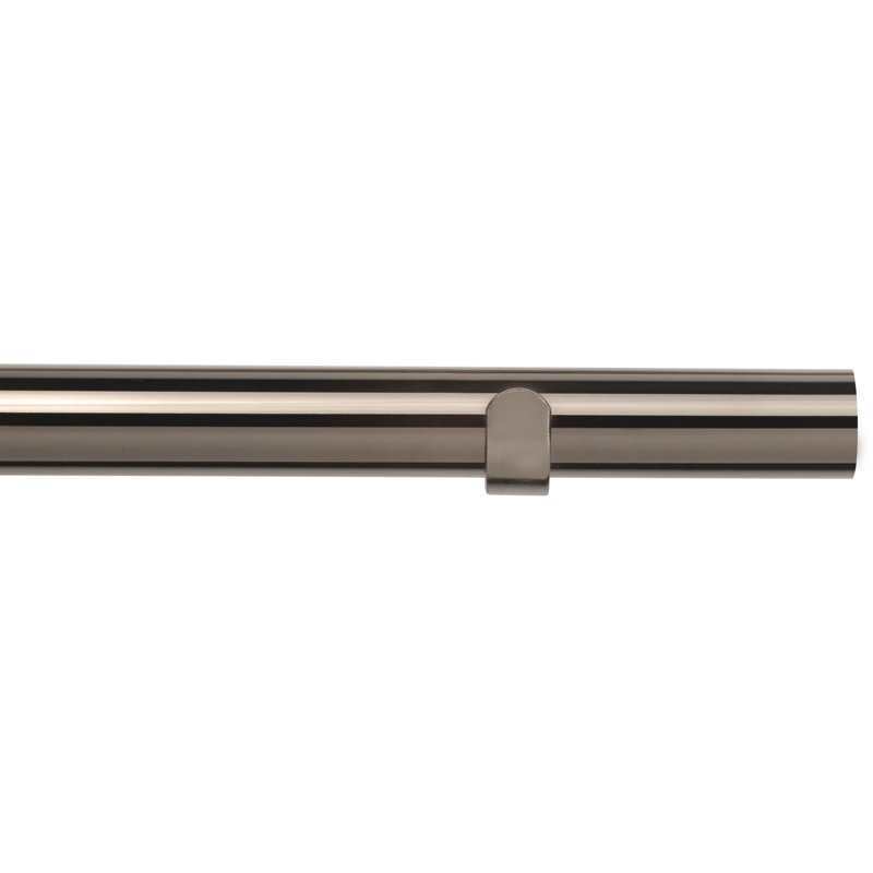 2.8cm Single Curtain Pole, 250 cm W x 2.8 cm H, Polished Graphite