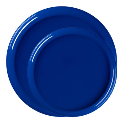 Solid Blue Flat Round Disposable Plastic Dinnerware Value Set - 120 Sets