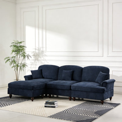 Canapé modulaire en L avec repose-pieds mobile