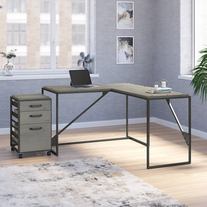 Ensemble de bureau avec classeur Patankar, Blanc chalet
