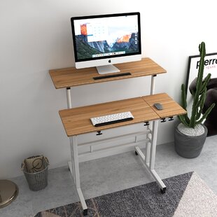 SHW 32-Inch Height Adjustable Standing Desk Converter Riser Workstation  with Drawer, White