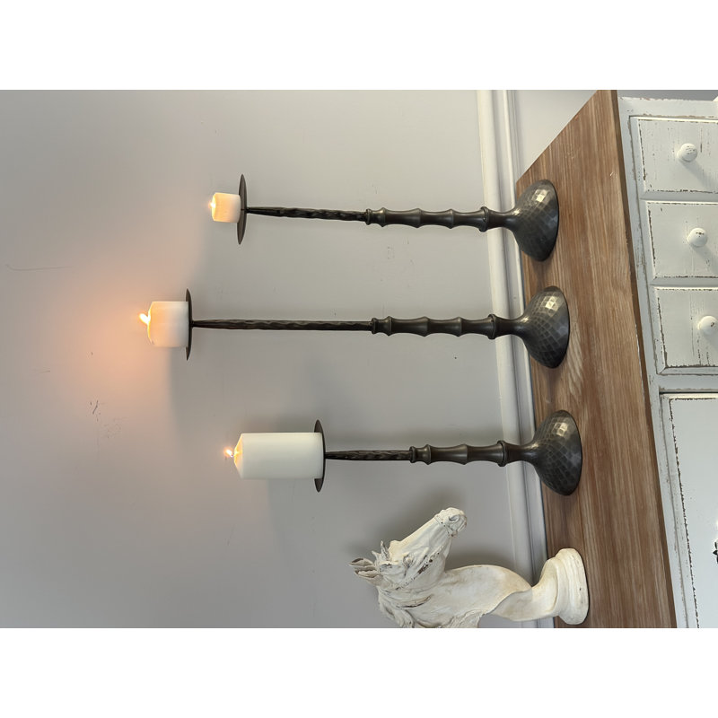 Hammered Metal Pillar Baymore, 21" H x 6" W x 6" D