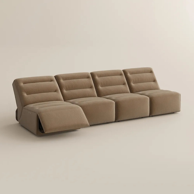 Canapé inclinable électrique Halune, 37" H x 134" W x 44.5" D, Brun