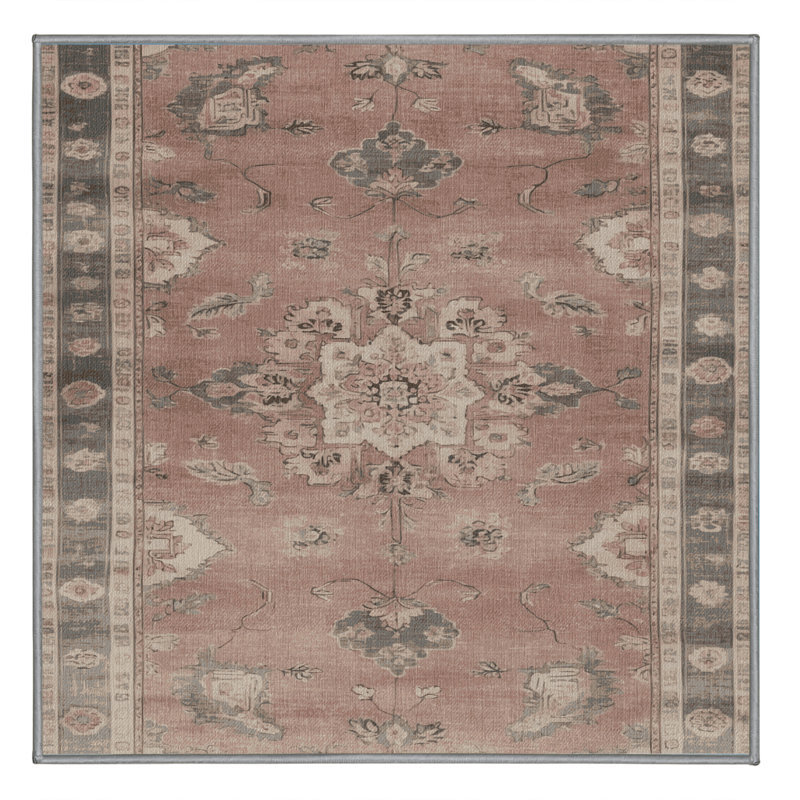 Machine Washable Overdyed Gray Area Rug, Square 8'