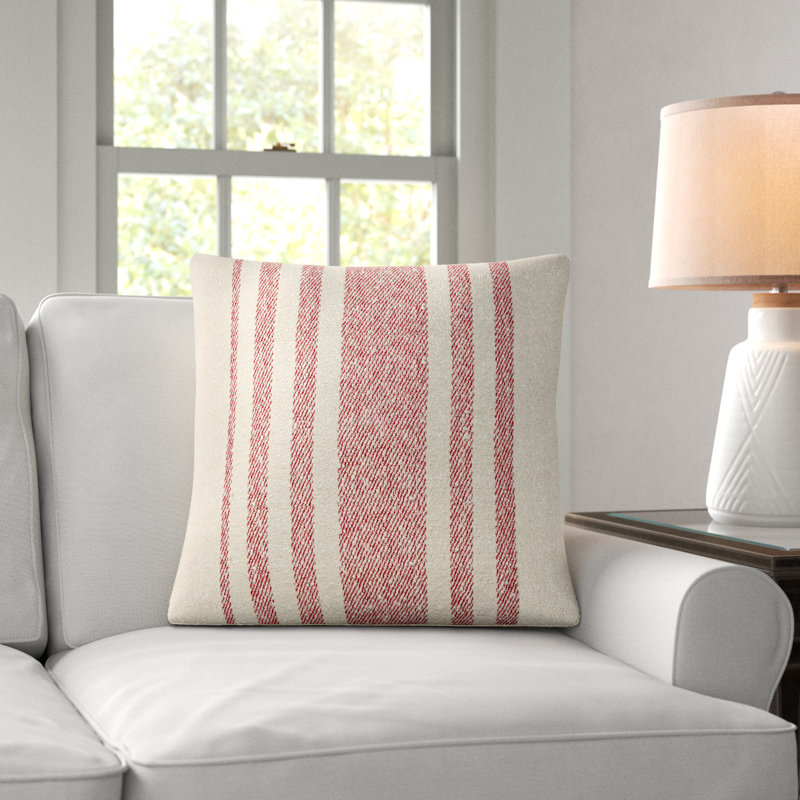 Sorden Striped Cotton Throw Pillow, Brown, 20" x 20", Down