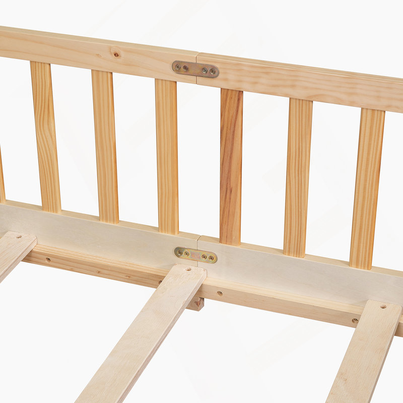Lit plateforme au sol avec garde-corps et porte, Naturel