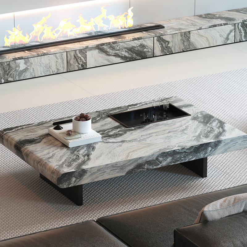 Table basse moderne simple en marbre, H 13,77 po x L 59,05 po x l 31,49 po