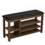 Banc à langer avec rangement à hauteur réglable en bois d'hévéa naturel, capacité 2 places, brun classique avec compartiments de rangement dissimulés