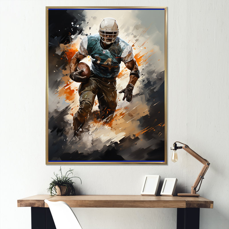 «Football Rapid Field - Sports», reproductions d'art mural, H 44 po x l 34 po x P 1,5 po, Cadre flottant doré