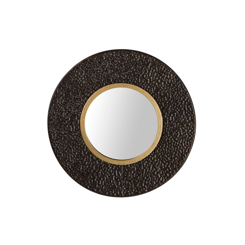 Metal Round Mirror, Golden Black