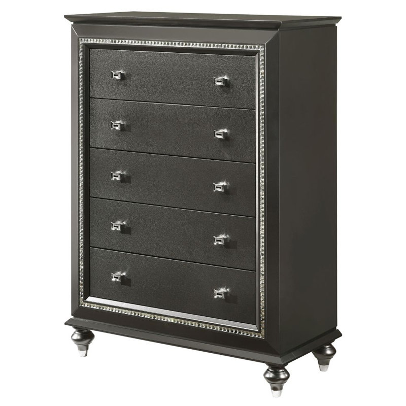 Commode à cinq tiroirs, Gris métallisé