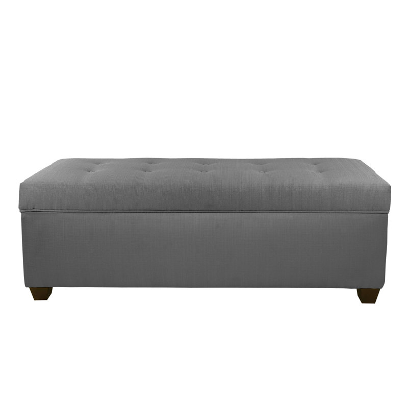 Upholstered Storage Bench, Gray