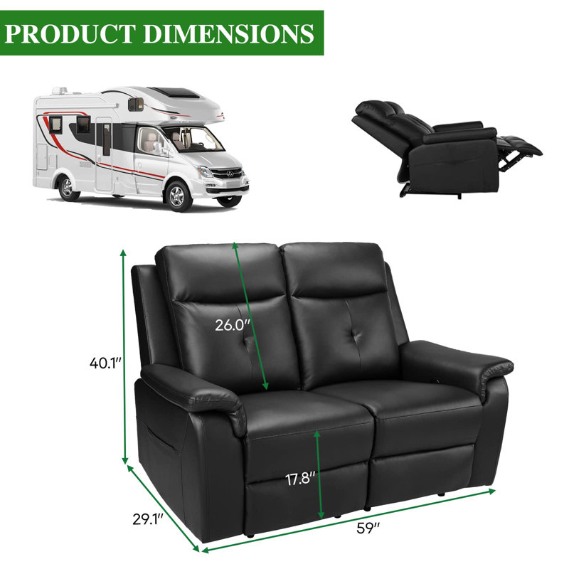 Faux Leather Home Theater Seating, Black