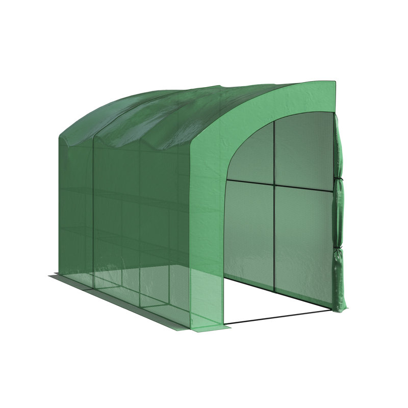  Home-Complete Lean To Greenhouse - Walk-In Green House with Roll-Up Zippered Doors and Shelves