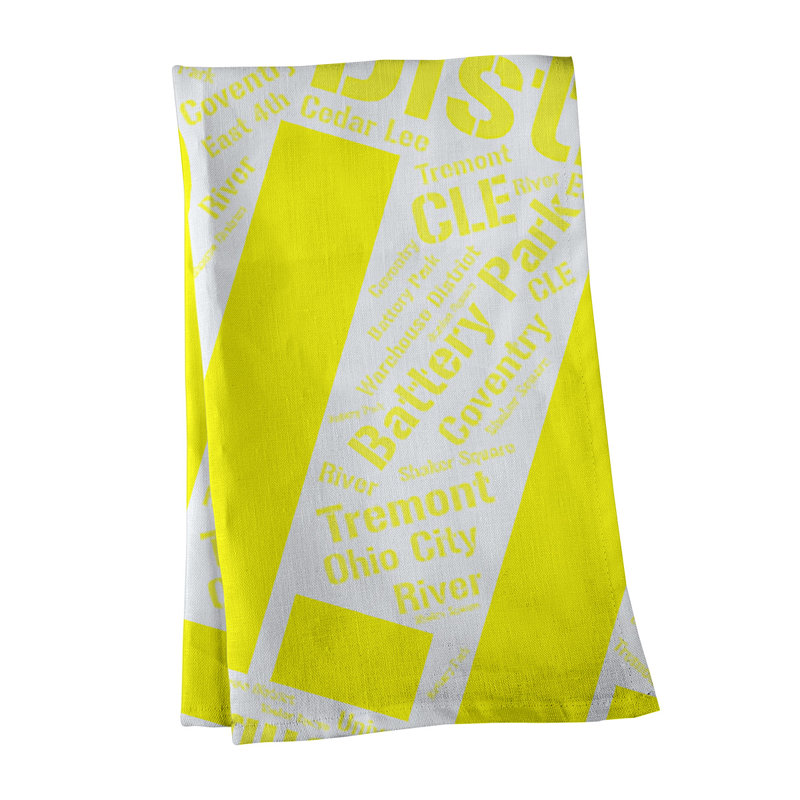 Cotton Tea Towel Kitchen Towel, Yellow, Cleveland