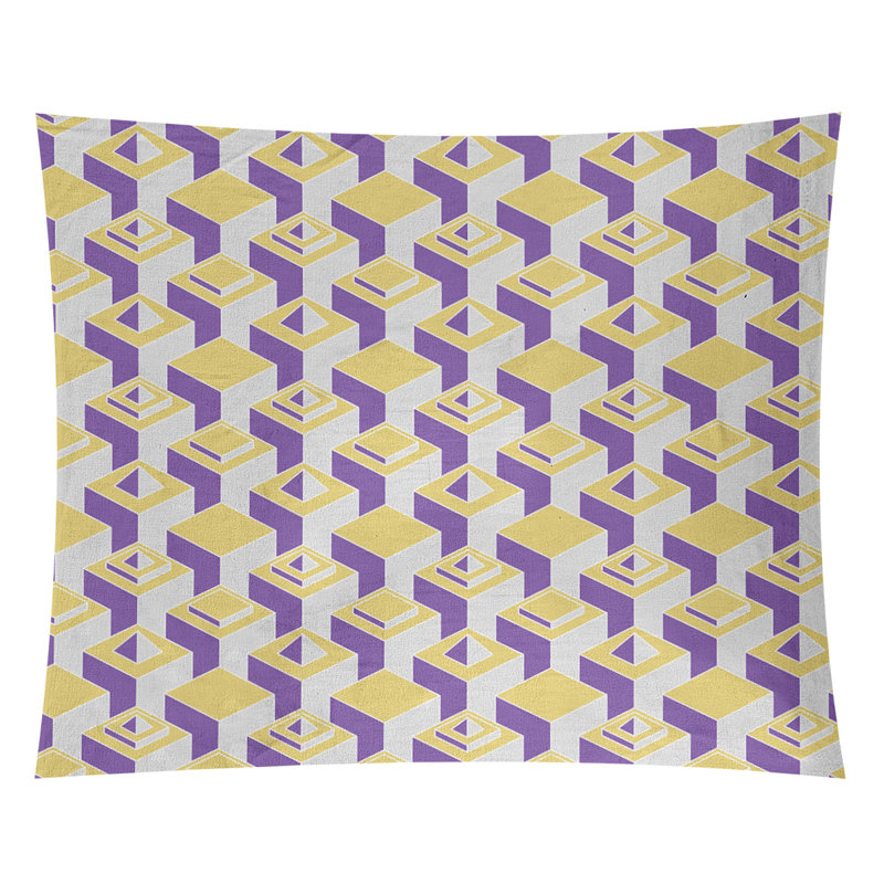 Jordao Machine Tapestry - Rod Included, 68" H x 80" W, Yellow/Purple
