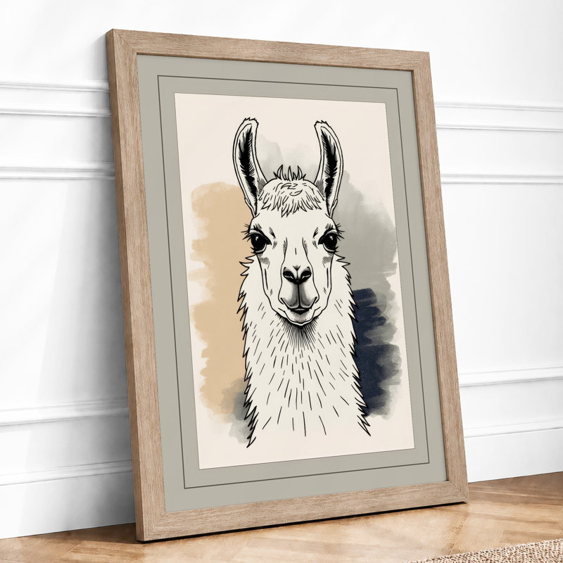 Gentle Llama Boho - Print, A1 - 84.1 x 59.4 cm, Oak