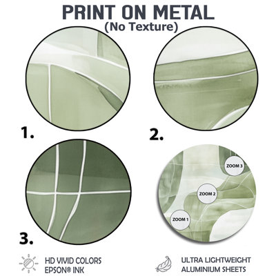 Sage Lines - Abstract Modern Transitional Round Metal Wall Decor