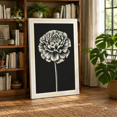 Single Stem in White Botanical - Wrapped Canvas