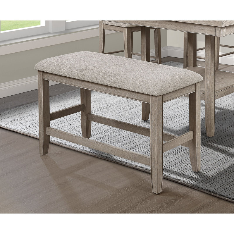 Farmhouse Style 1Pc Counter Height Bench Footrest Upholstered Seat Wooden Furniture