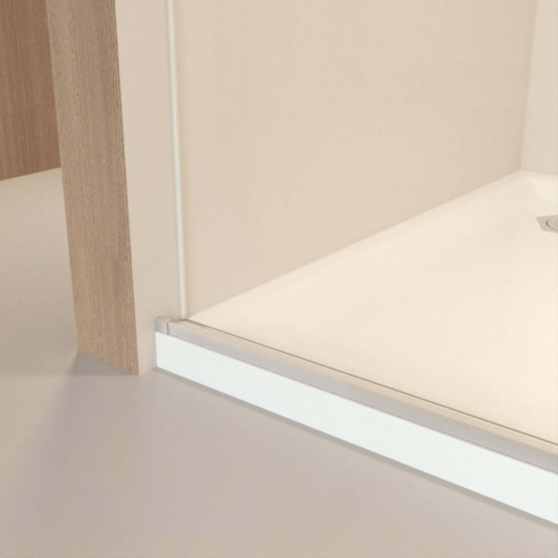 Porte de douche coulissante sans cadre, verre trempé transparent de 5/16 po (8 mm), cadre en acier inoxydable, Nickel brossé