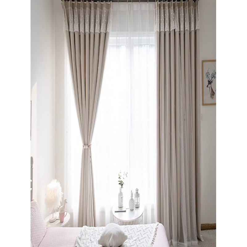 Modern Minimalist Solid Color Tulle Overlay Room Darkening Grommet Curtain Panels (Set Of 2), 52" W x 84" L