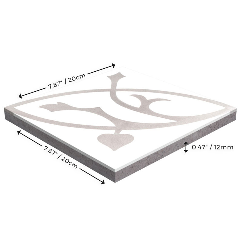 Boden H Sencillo 8" x 8" Cement Patterned Wall & Floor Tile