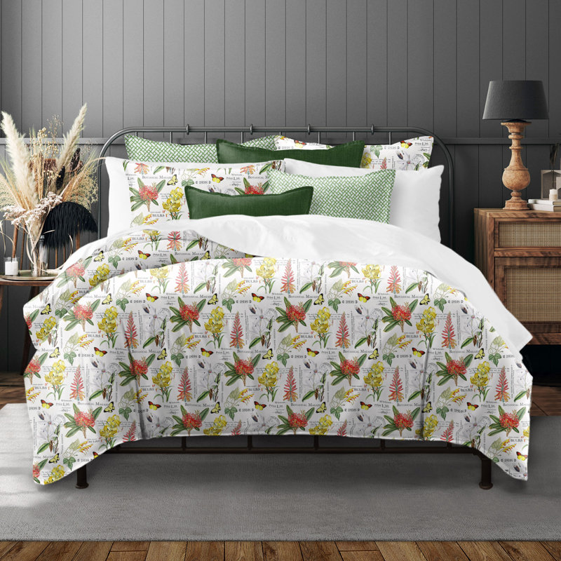 Ensemble d'édredon en mélange de coton rouge / vert / jaune Mariellla, Édredon simple + 1 taie décorative standard