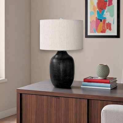 Lampe de table en céramique avec abat-jour ivoire / crème Seda, H 25,48 po x l 15,75 po x P 15,79 po