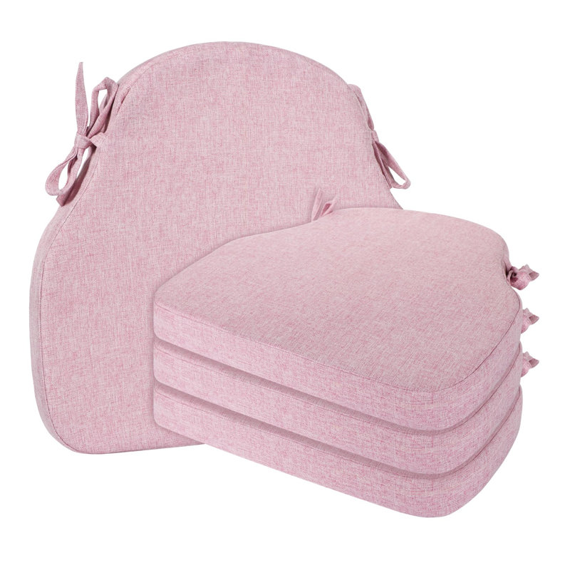 Coussins de chaise beiges avec attaches, ensemble de 4, 43 x 41 cm + 5 cm, Beige