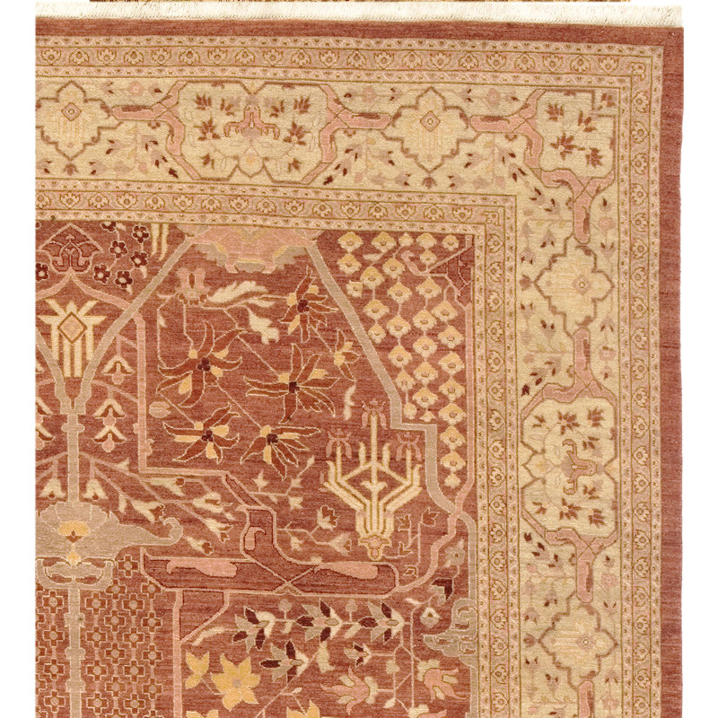 Wool Oriental Area Rug in Rose/Ivory, Rectangle 8' x 10'