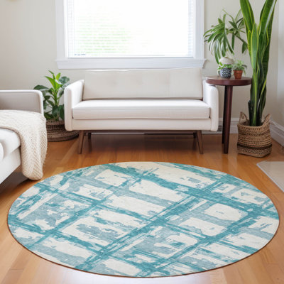 Premium Machine Washable Prisco Teal Rug