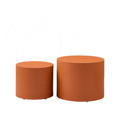 Modern Orange MDF Coffee Table, Upholstered in Saddle Leather