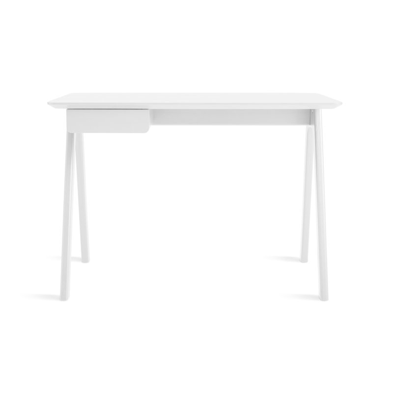 Stash Solid Wood Base Writing Desk, Whitewashed Ash/White