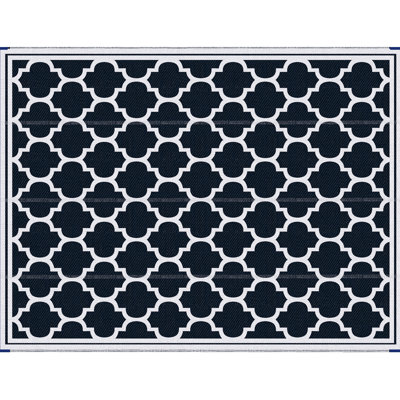 Waterproof Outdoor Rug, 9' X 12', Blue & White. Reversible Camping Rug With Carry Bag For Rv. Enjoy Outdoors To Fullest In Backyard, Deck, Picnic, Beach. Dirt And Fading 12' Versatile. White Make