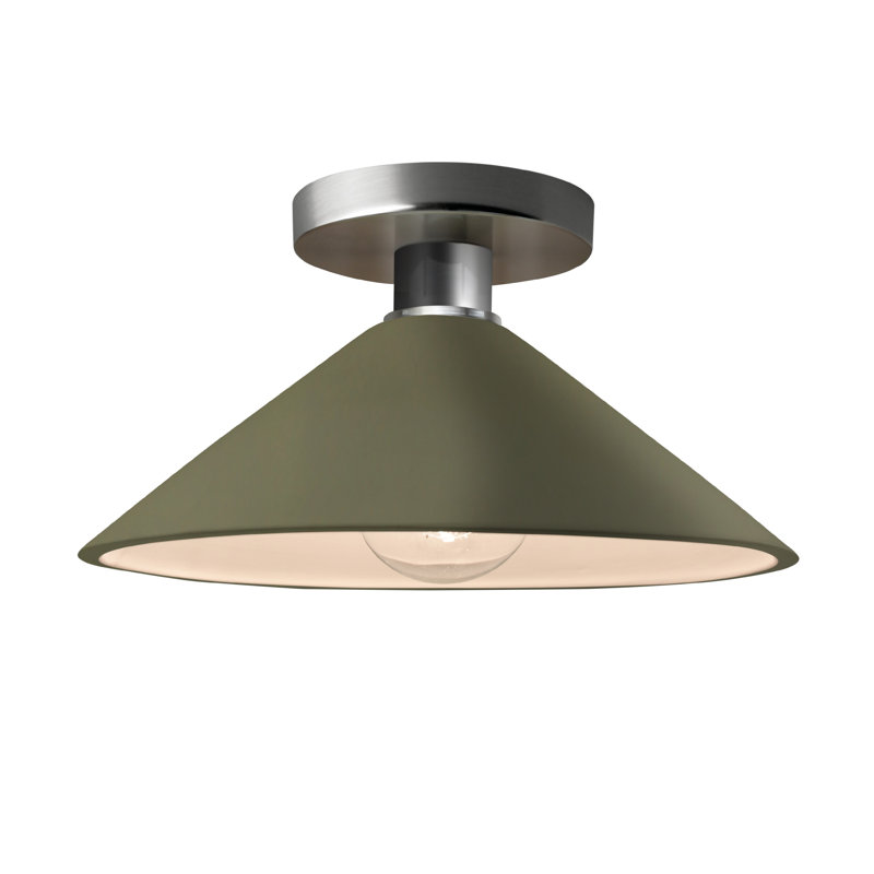 Plafonnier semi-encastré en céramique Dottie, Vert mat / nickel brossé, Nickel brossé, DEL (intégrée)