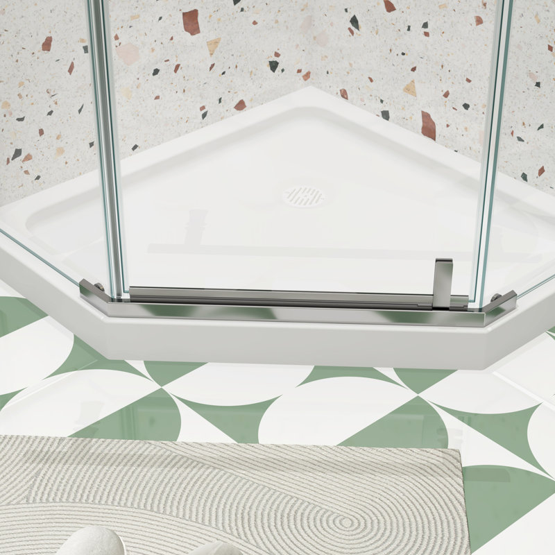 1/4" Tempered Glass Shower Door Pivot - -Angle 34.75 In. X 72 Seamless System Reliable Leakage Functionality With Enclosure Hassle- Secure Function
