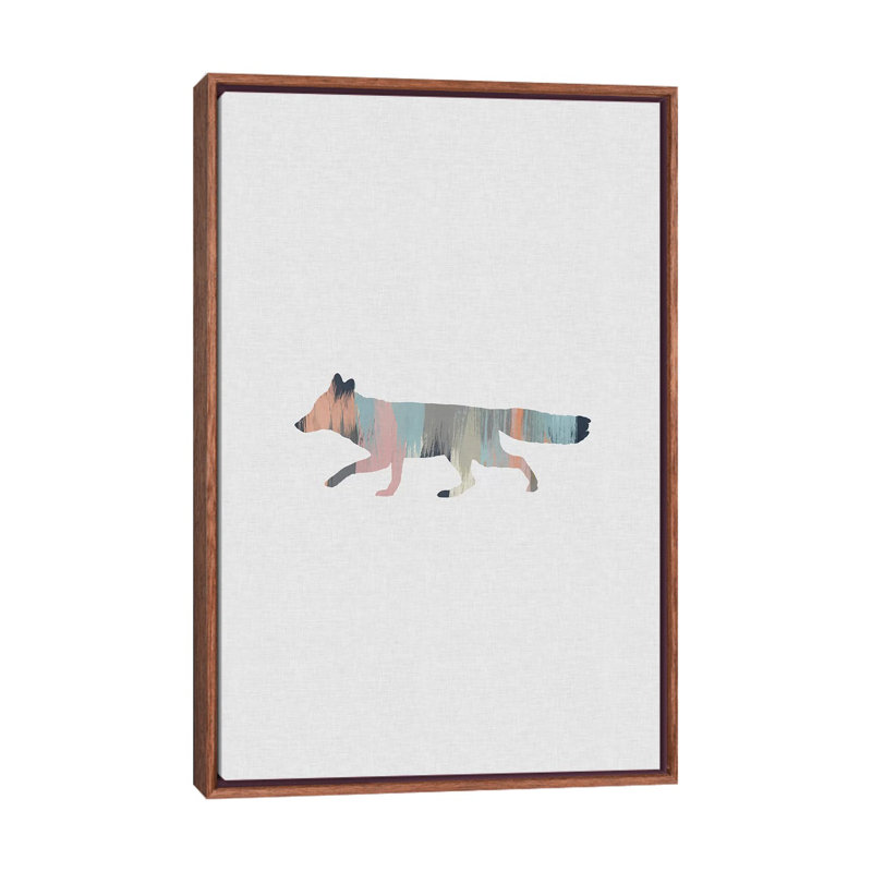 Pastel Fox - impression d'art graphique, H 26 po x l 18 po x 1,5 po, Toile avec cadre en bois classique