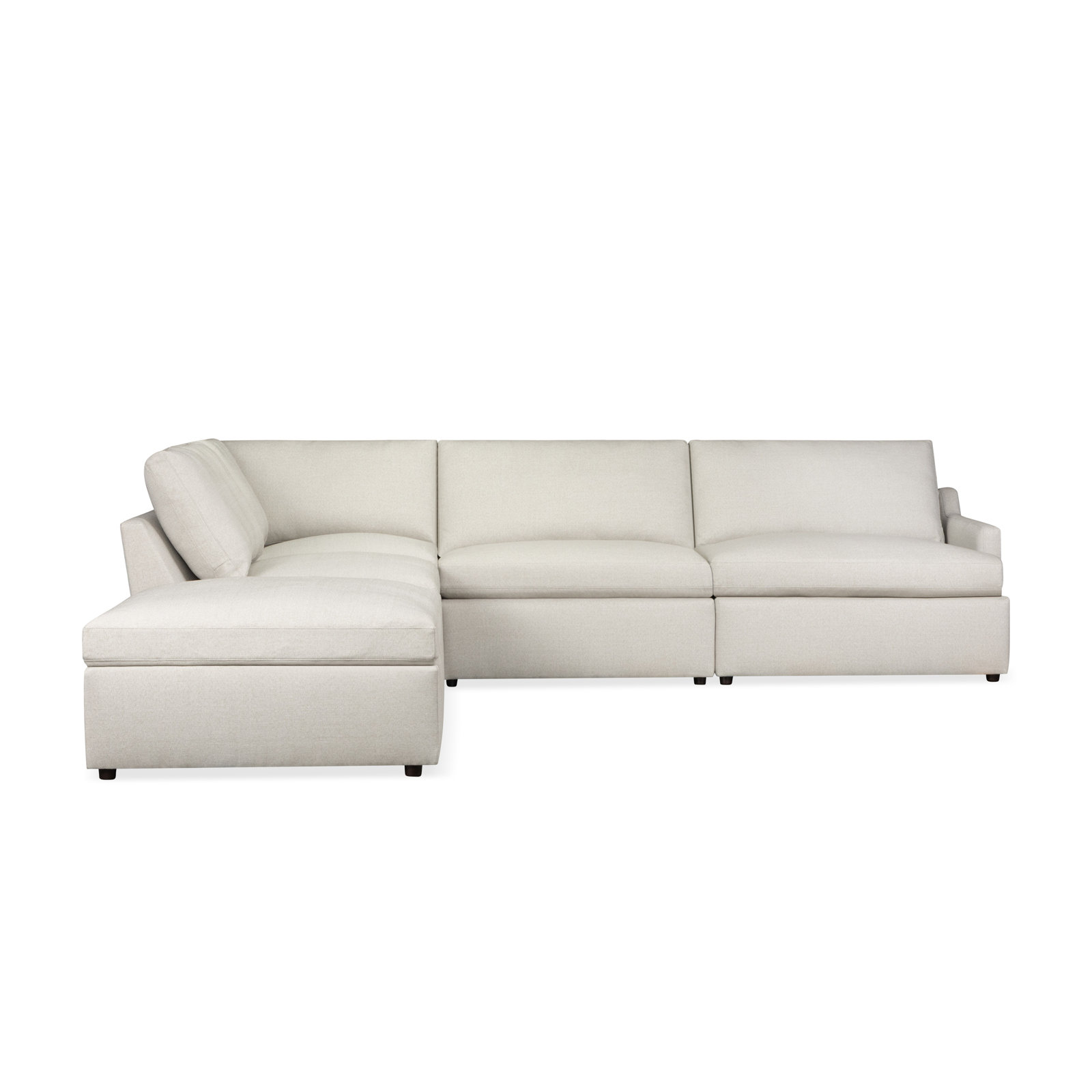 Essex 5-Piece Upholstered Modular Sectional, Left Hand Facing, Macarena Light Gray Basketweave Fabric