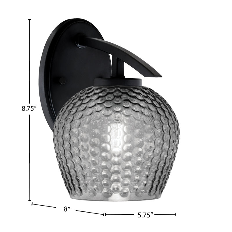 Kurve Wall Sconce With 6" Smoke Textured Glass, Matte Black