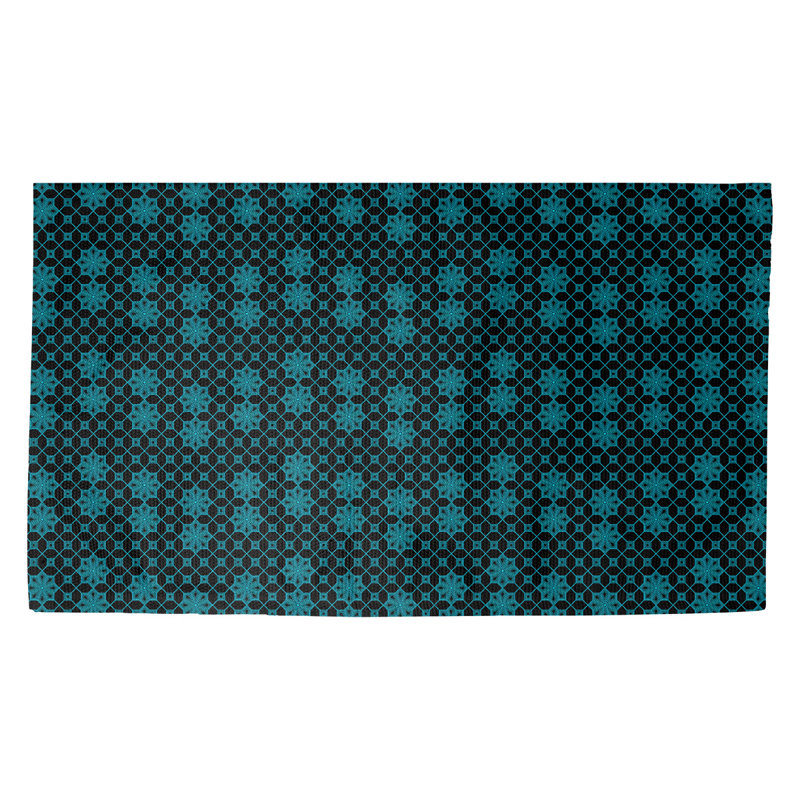 Tapis noir/turquoise Avicia, Rectangle 2 pi 2 po x 3 pi 4 po