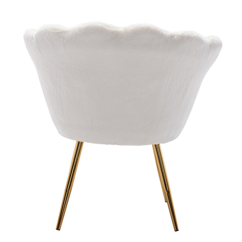 Dorval Upholstered Armchair, White Faux Fur
